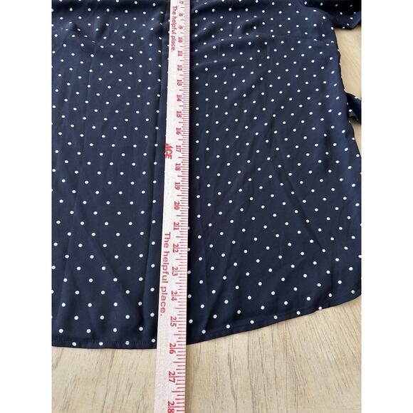 Polka Dot Travel Friendly Women’s Blouse 3/4 Sleeve Sheer Timeless Versatile Med - Picture 10 of 10
